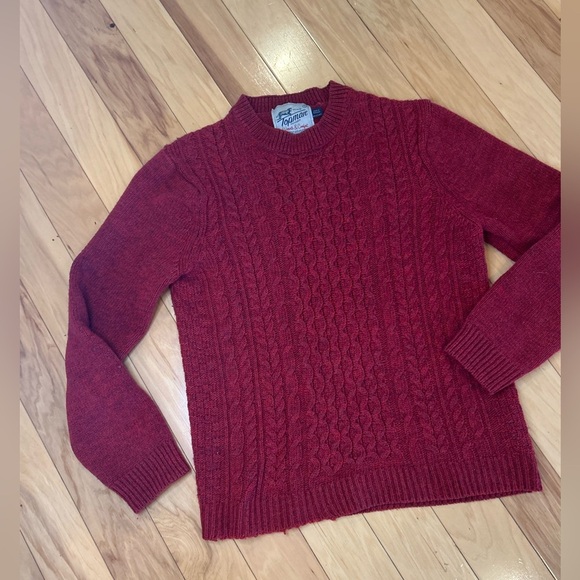 Topman Other - Topman Rich Red Cable Knit Wool Blend Men’s Crewneck Sweater